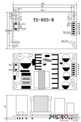 Блок живлення 12V 5.4A 65W YS-65S12CB 3042783 фото