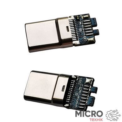 Вилка USB Type-C 16pin на черный кабель CN-70-06 3049057 фото