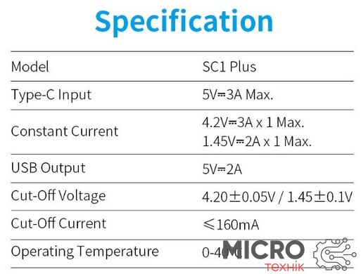 Зарядний пристрій Li-Ion, Ni-MH акумуляторів XTAR SC1Plus, на 1 аккум. 3046269 фото