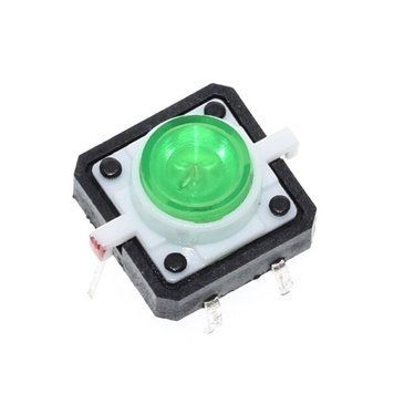 Кнопка тактовая TACT 12x12-7.3 Green LED 3041318 фото