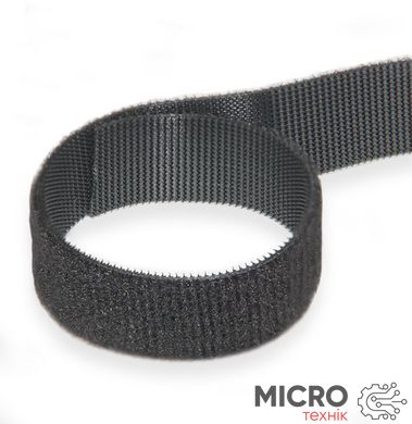 Стрічка-липучка двостороння Velcro [25мм х1м] Чорна полімер 3023717 фото