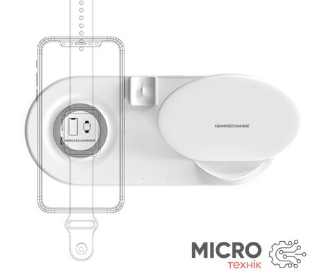 Беспроводное зарядное устройство Qi 3 в 1 W7 белый 3041504 фото