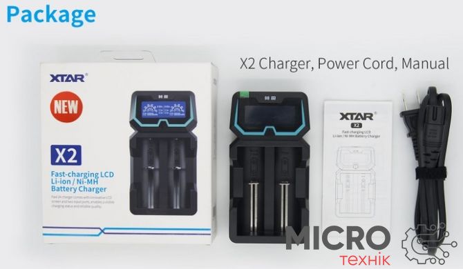 Зарядное устройство для Li-Ion Ni-MH, Ni-Cd аккумуляторов XTAR X2 3046272 фото