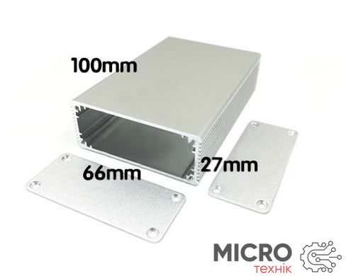 Корпус алюмінієвий 100*66*27MM aluminum case SILVER 3022423 фото