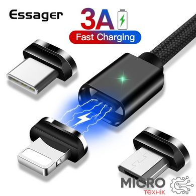 Кабель магнітний USB Apple Lightning 1м чорна Текстиль. обплетення 3040467 фото