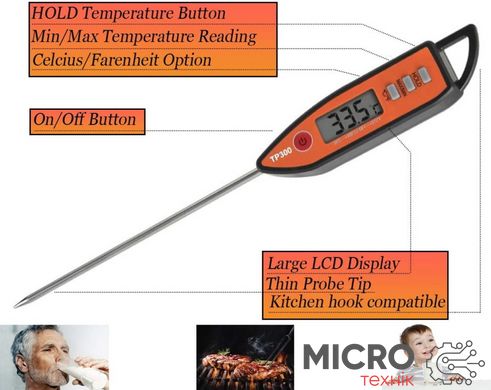 Термометр электронный игольчатый TP300new длина 125мм [от -50°C до 300°C] кухонный 3038145 фото