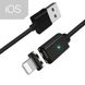 Кабель магнитный USB Apple Lightning 1м черный текстильн. оплетка 3040467 фото 2