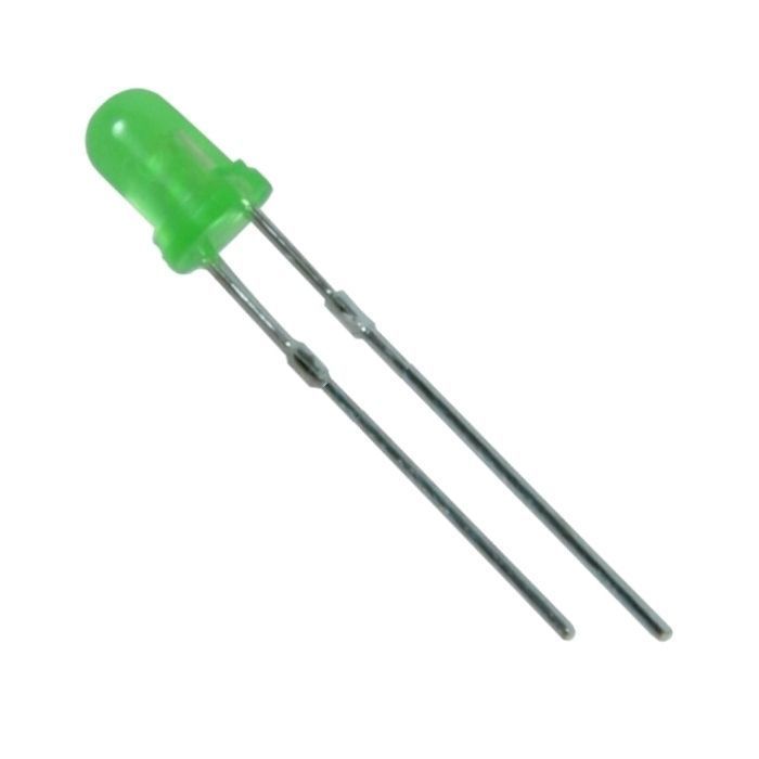 Светодиод 3mm Зеленый матовый 50-100mcd 2-2.2V корр. ноги 3040769 фото