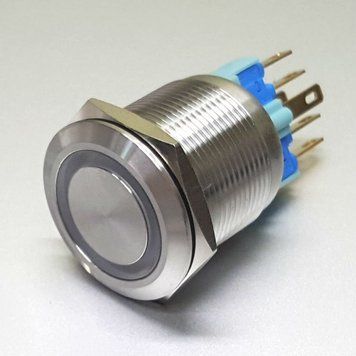 Кнопка антивандальная GQ22F-11el Синяя подсветка 12v AC/DC 3031151 фото
