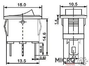 Переключатель клавишный KCD5-102 ON-ON 3pin черный медь 3037575 фото