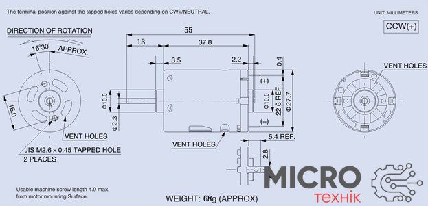 Двигатель электрический RS-385PH-15155, 24VDC(3-48V), 0,11A, 6800rpm 3040412 фото