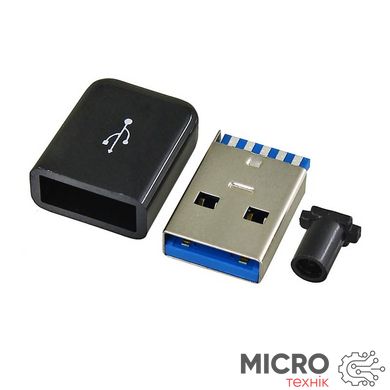 Вилка USB 3.0 тип A на кабель в корпусе черная CN-09-12 3049024 фото