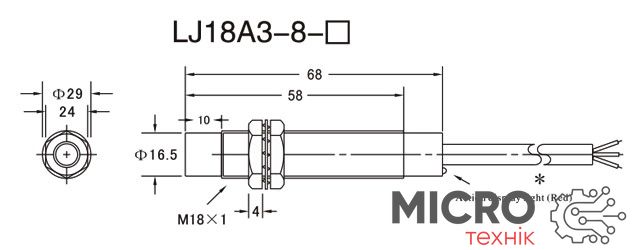 Датчик приближения LJ18A3-8-Z/AX 18mm NPN NC Индуктивный 3040068 фото