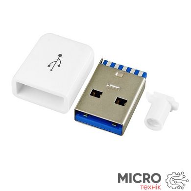 Вилка USB 3.0 тип A на кабель в корпусе белая CN-09-11 3049025 фото